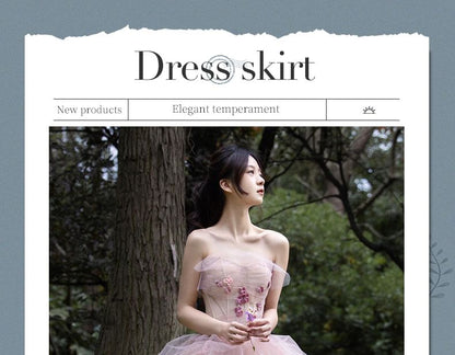 Flower Strapless Detail Gown Ball A-Line