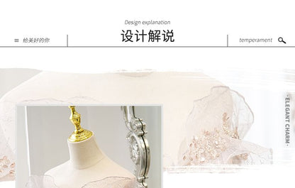 A-Line Shoulder Gown Sequin Mesh Evening Off Short-Sleeve