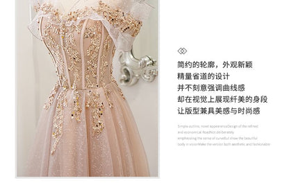 A-Line Shoulder Gown Sequin Mesh Evening Off Short-Sleeve