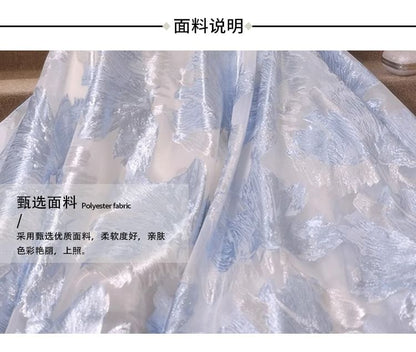 Short-Sleeve Off Shoulder Ruched Jacquard A-Line Evening Gown