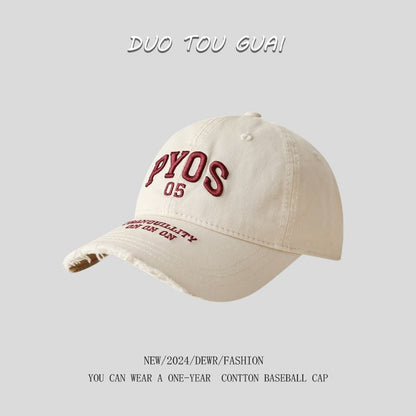 Embroidered Cap Baseball Frayed Lettering