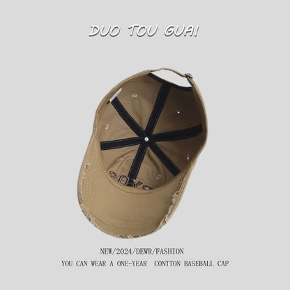 Embroidered Cap Baseball Frayed Lettering