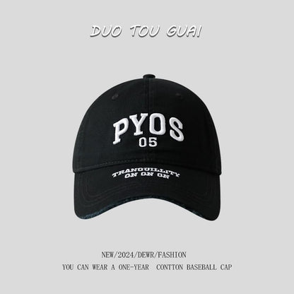 Embroidered Cap Baseball Frayed Lettering