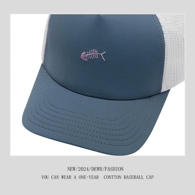 Bone Trucker Cap Embroidered Fish