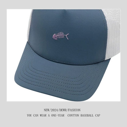 Bone Trucker Cap Embroidered Fish