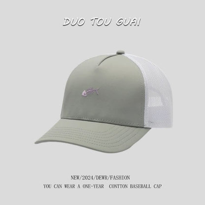 Bone Trucker Cap Embroidered Fish