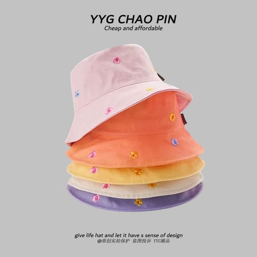 Hat Floral Bucket Embroidered