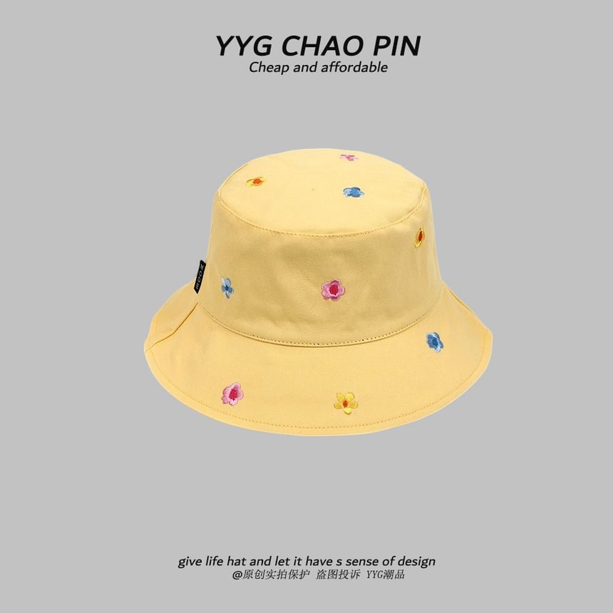 Hat Floral Bucket Embroidered