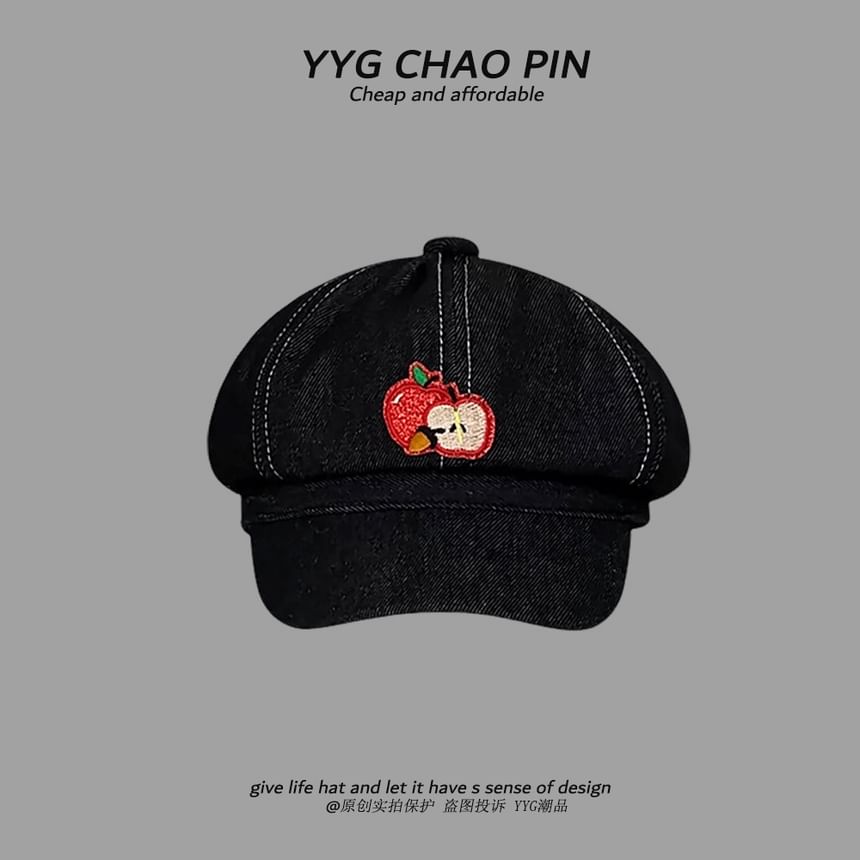 Newsboy Embroidered Cap Apple