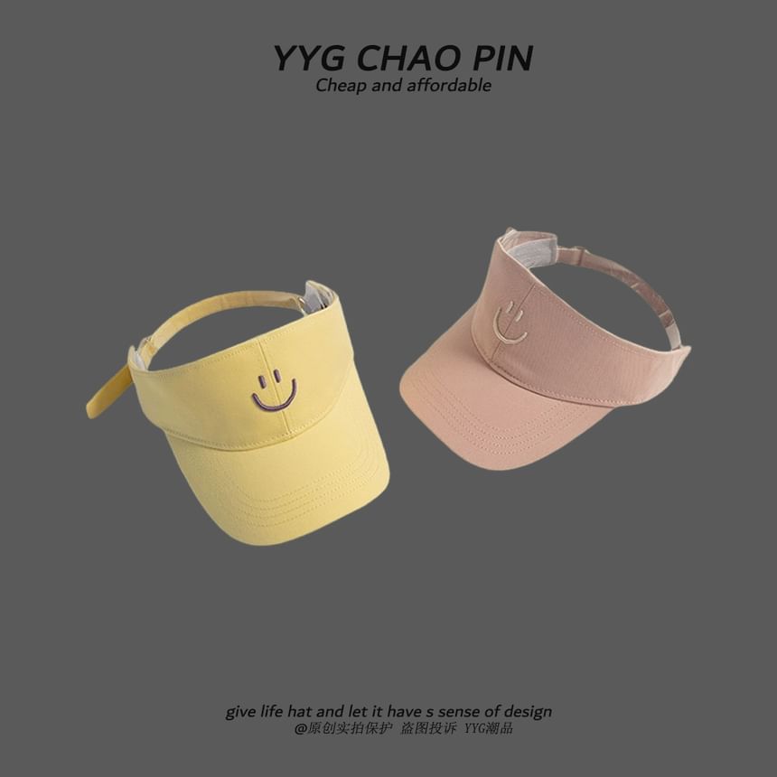 Face Smiley Embroidered Visor Sun
