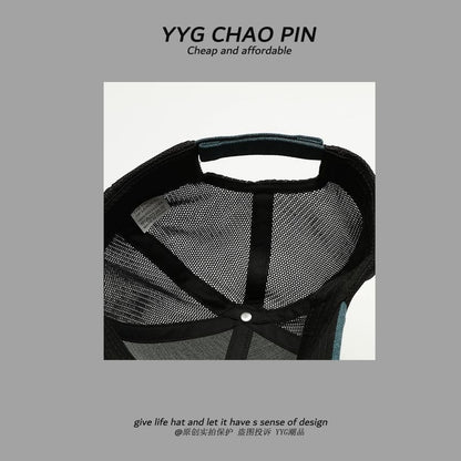 Two Cap Face Embroidered Trucker Smiley Tone