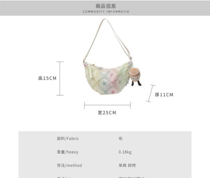 Patterned Distressed Fabric Crossbody Bag