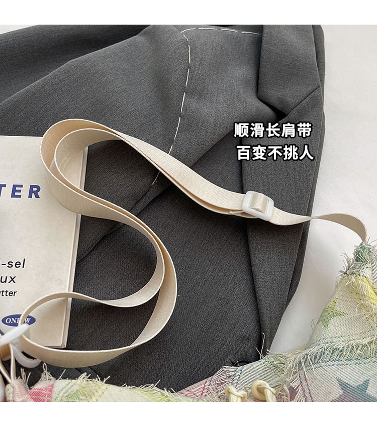 Patterned Distressed Fabric Crossbody Bag