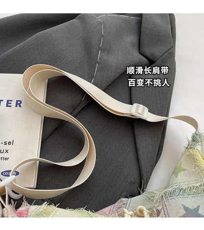 Patterned Distressed Fabric Crossbody Bag