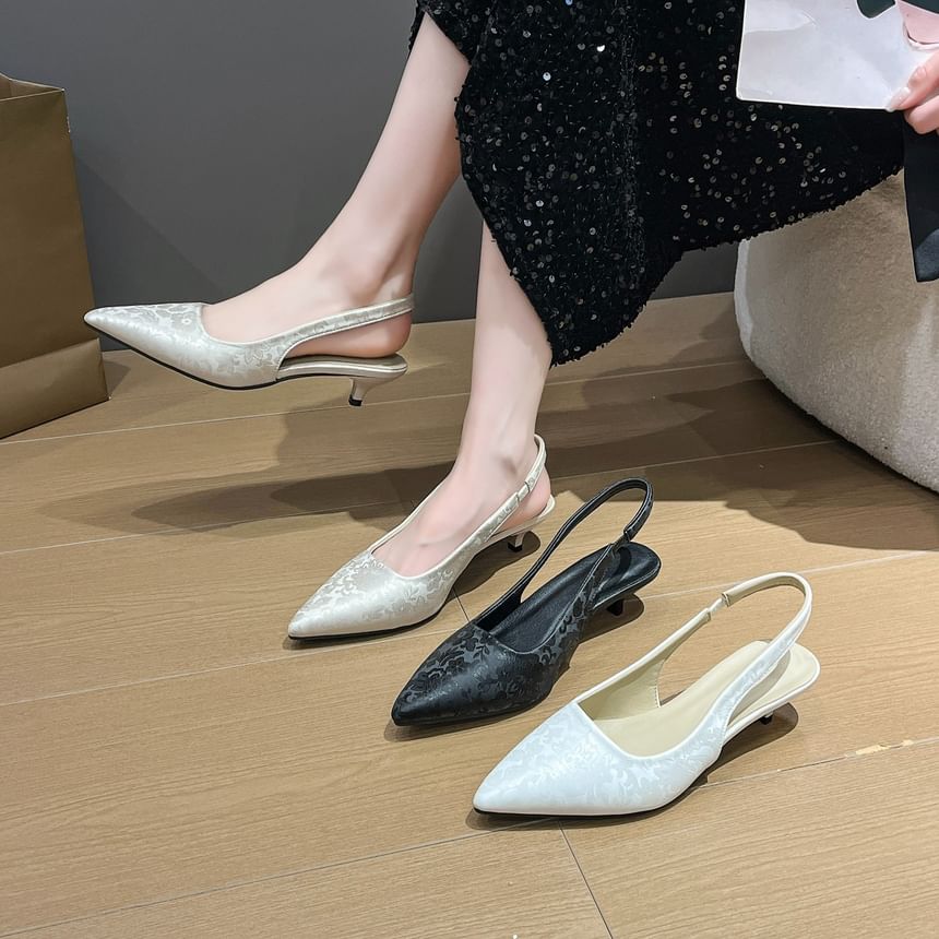 Heel Slingback Sandals Pointed Low