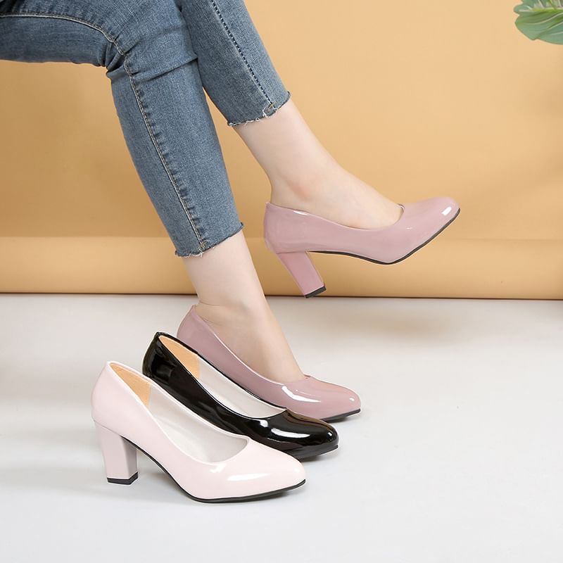 Pumps Patent Block Heel
