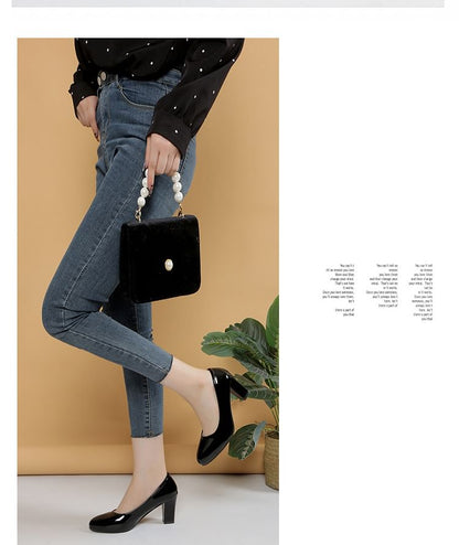 Pumps Patent Block Heel