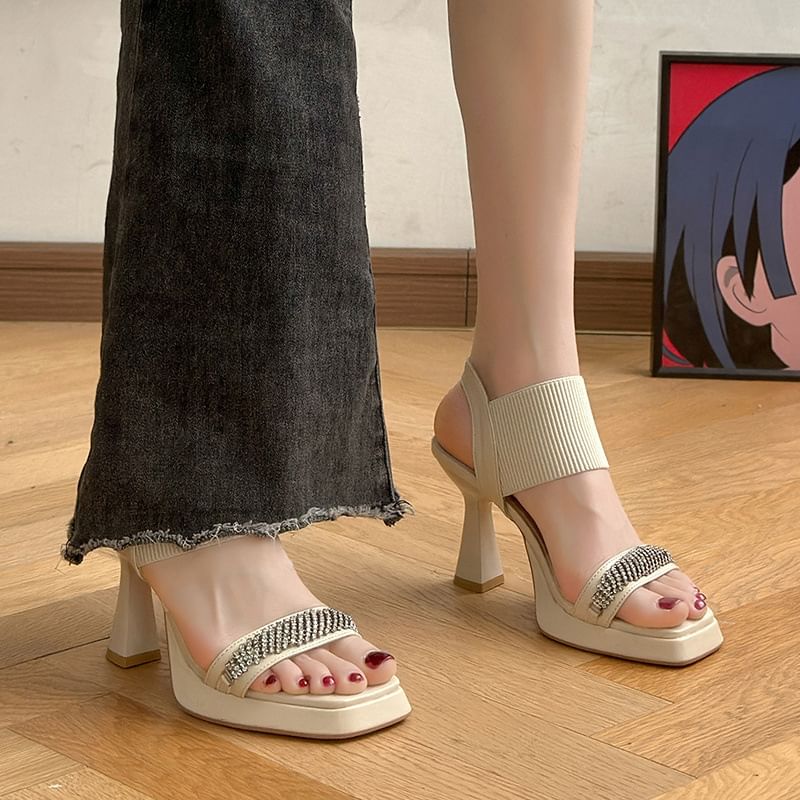 Wedge Heel Rhinestone Sandals