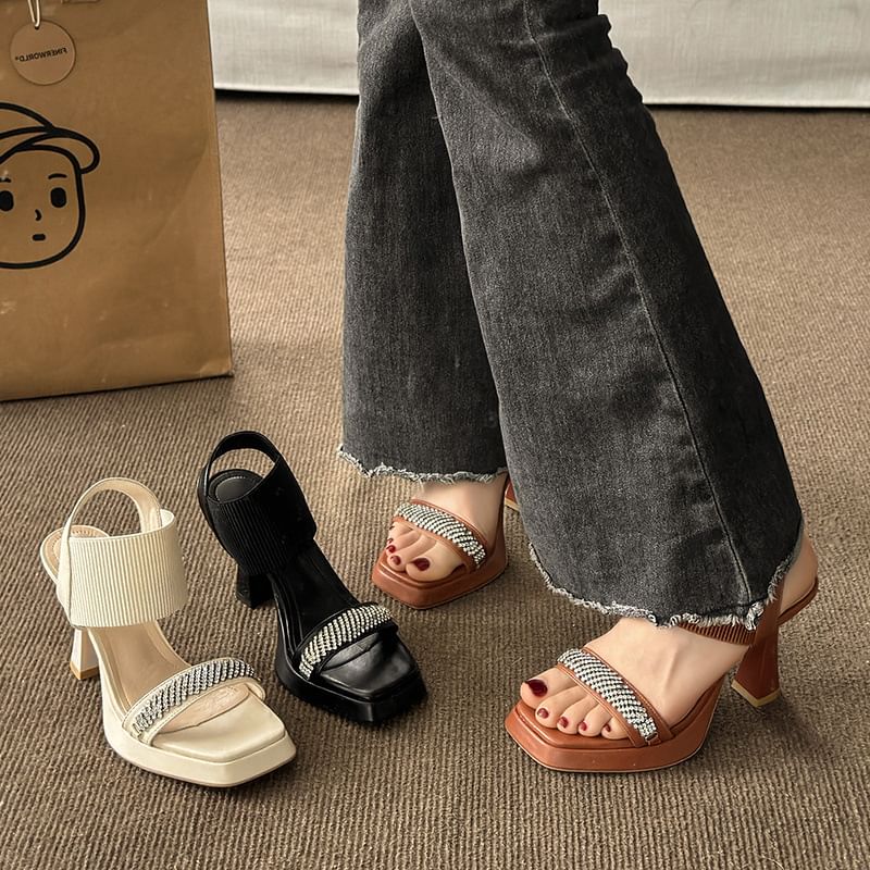 Wedge Heel Rhinestone Sandals