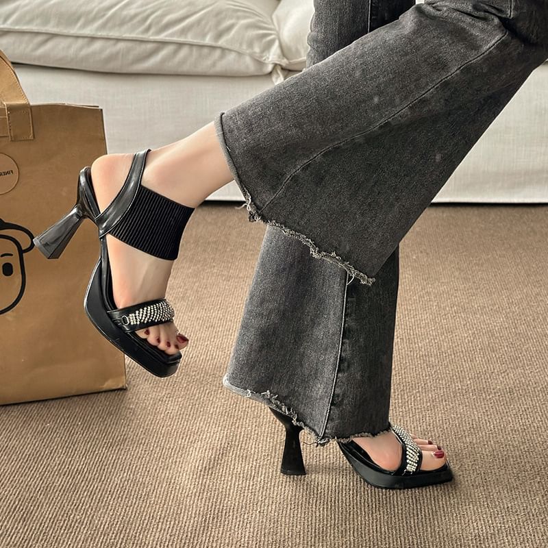 Wedge Heel Rhinestone Sandals