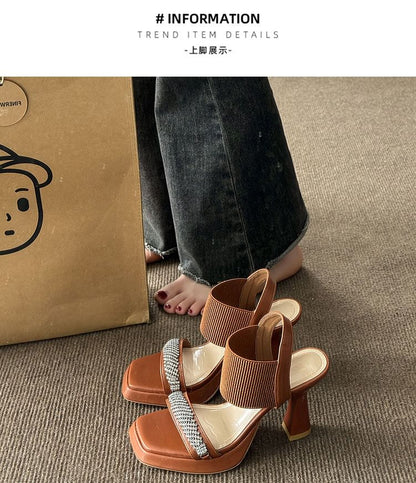 Wedge Heel Rhinestone Sandals