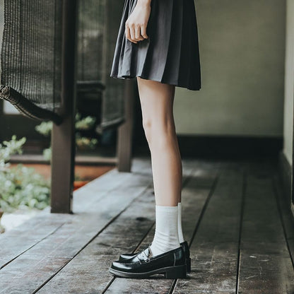 Faux Leather Plain Loafers