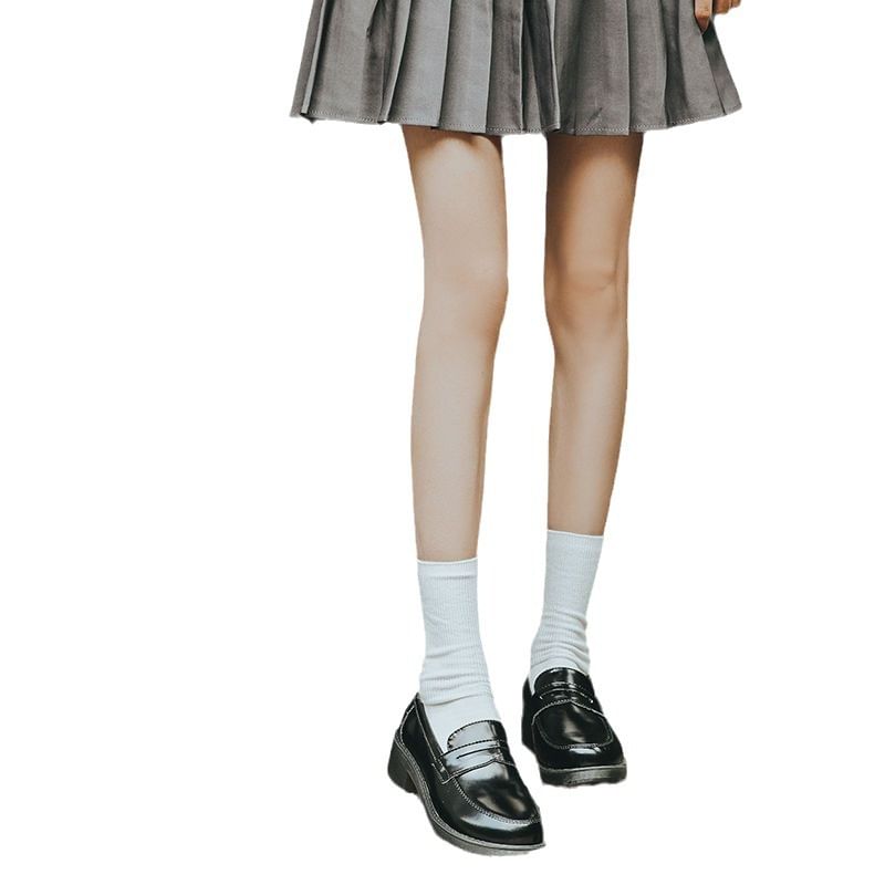 Faux Leather Plain Loafers