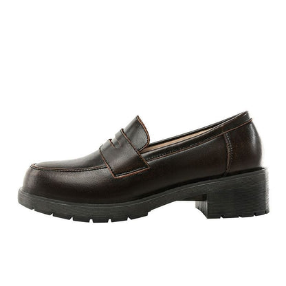 Faux Leather Plain Loafers