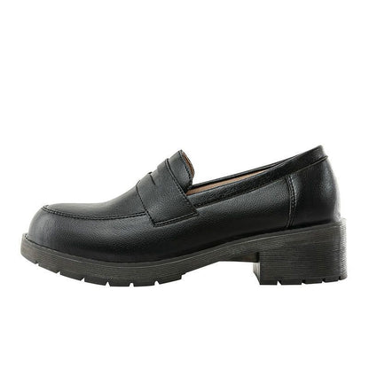 Faux Leather Plain Loafers