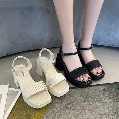 Toe Square Block Heel Sandals