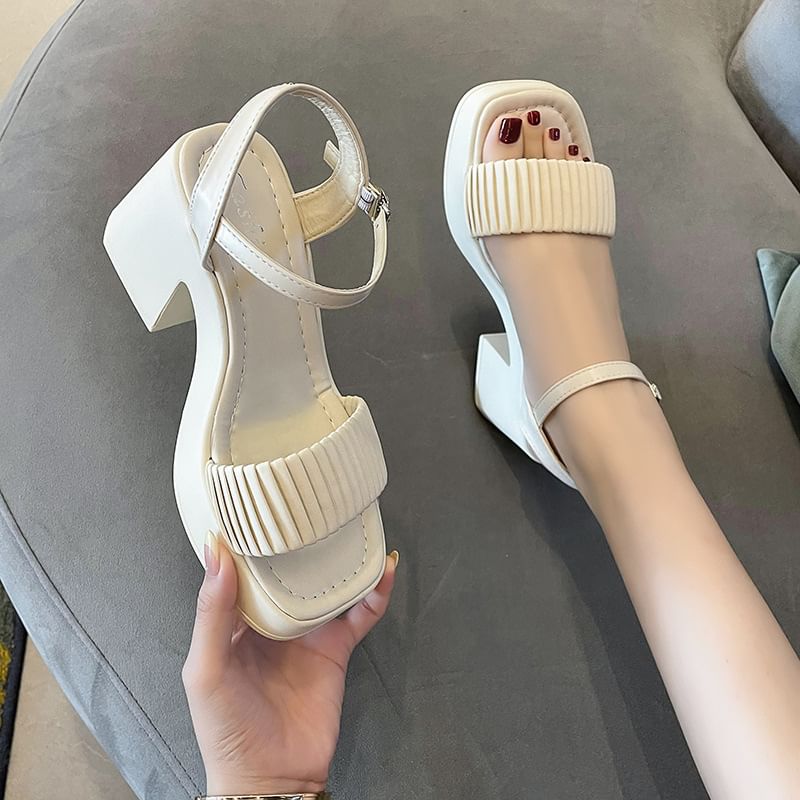 Toe Square Block Heel Sandals