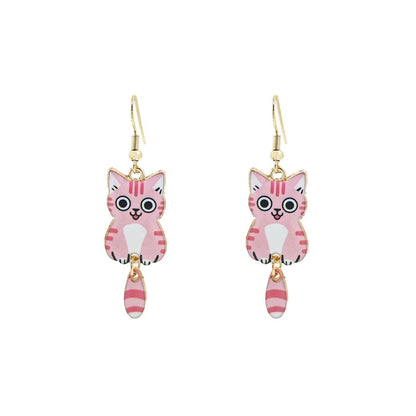 Cat Alloy Drop Earring