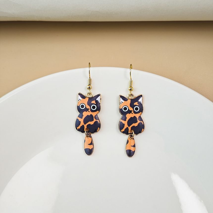 Cat Alloy Drop Earring