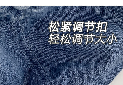 Bow Embroidered Denim Bucket Hat