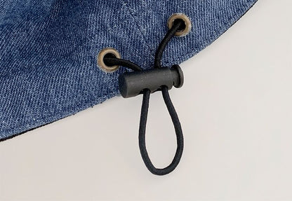 Bow Embroidered Denim Bucket Hat