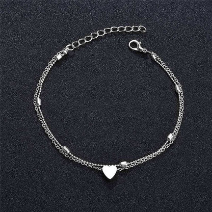 Bracelet de cheville en forme de cœur à plusieurs niveaux