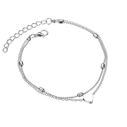 Bracelet de cheville en forme de cœur à plusieurs niveaux