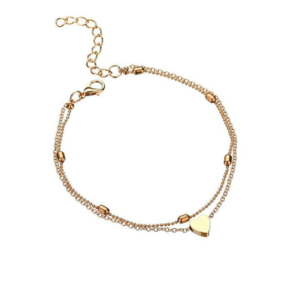 Bracelet de cheville en forme de cœur à plusieurs niveaux