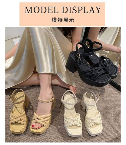 Ankle Strap Chunky Heel Sandals