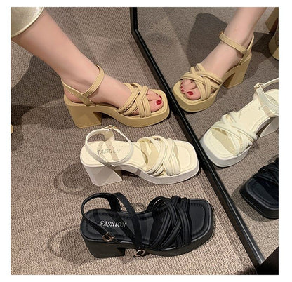 Ankle Strap Chunky Heel Sandals
