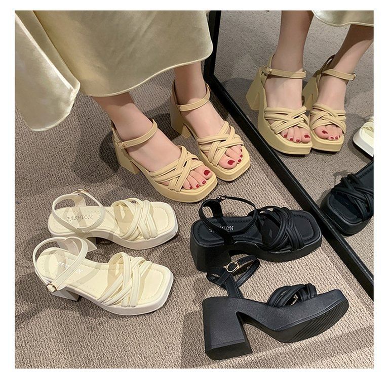 Ankle Strap Chunky Heel Sandals