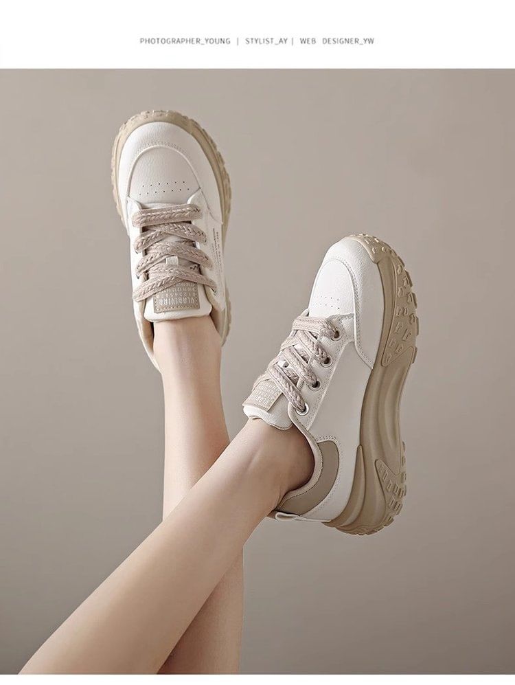 Lettering Lace-Up Platform Sneakers