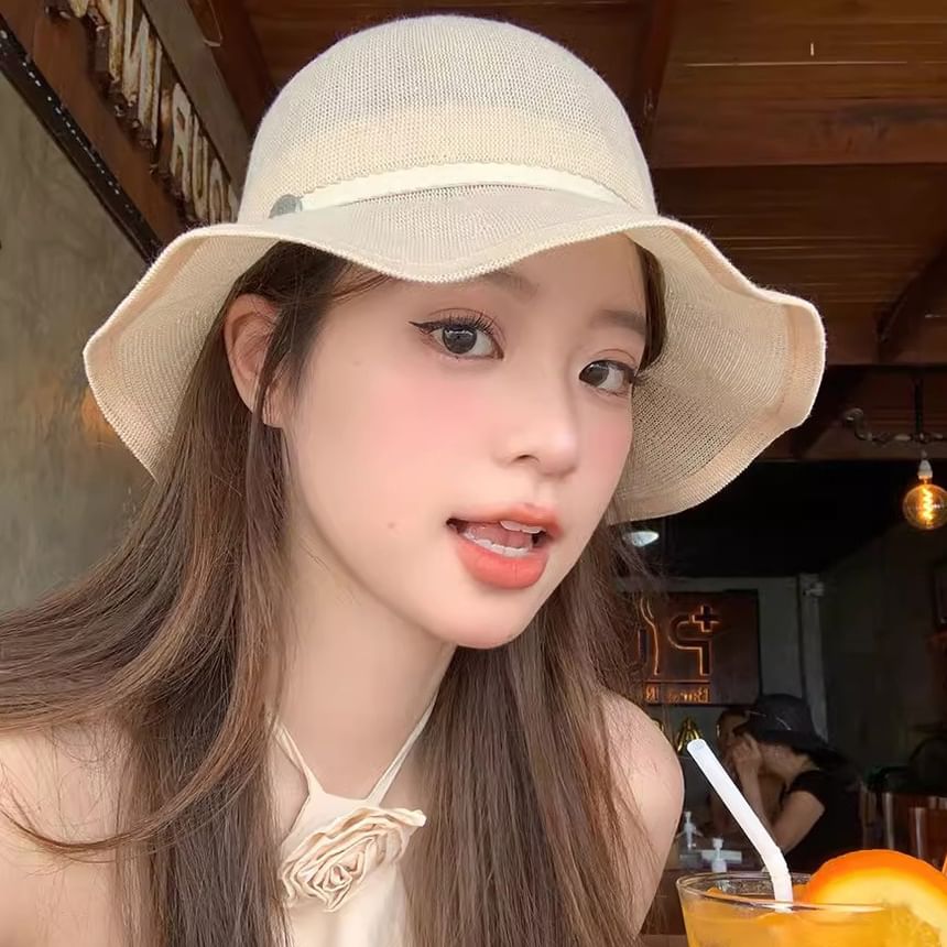 Bucket Ruffle Linen Hat Cotton