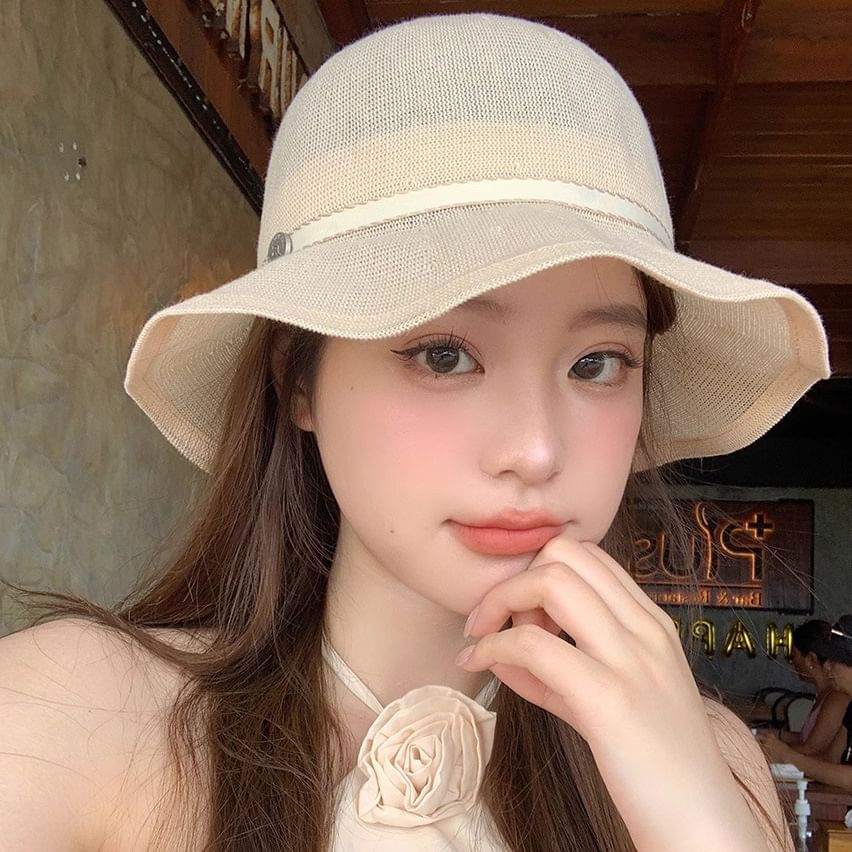 Bucket Ruffle Linen Hat Cotton