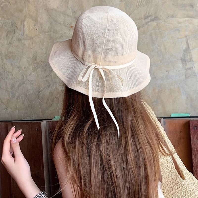 Bucket Ruffle Linen Hat Cotton