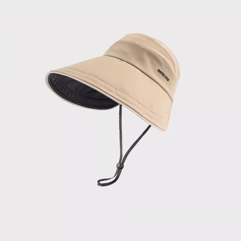 Lettering Embroidered Open Top Sun Hat