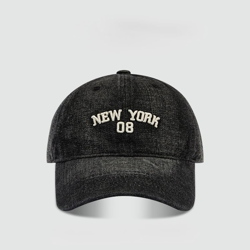 Lettering Embroidered Denim Baseball Cap