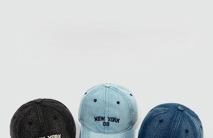 Lettering Embroidered Denim Baseball Cap