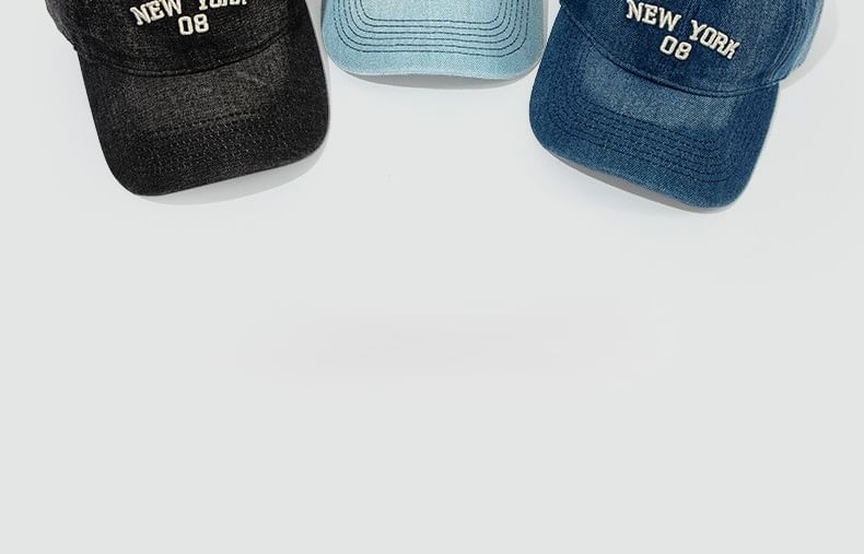 Lettering Embroidered Denim Baseball Cap