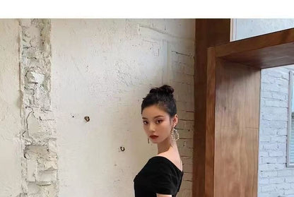 Gown Dress V-Neck A-Line Short-Sleeve Evening / Plain